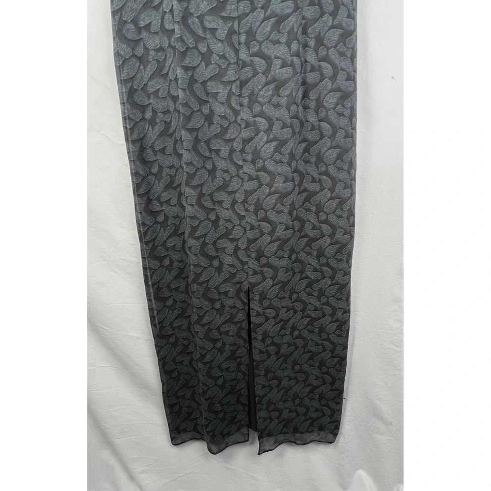 Banana Republic Sz 8 Gray 100% Silk Leaf Maxi Sheath Dress Sleeveless Back Slit - Picture 12 of 12